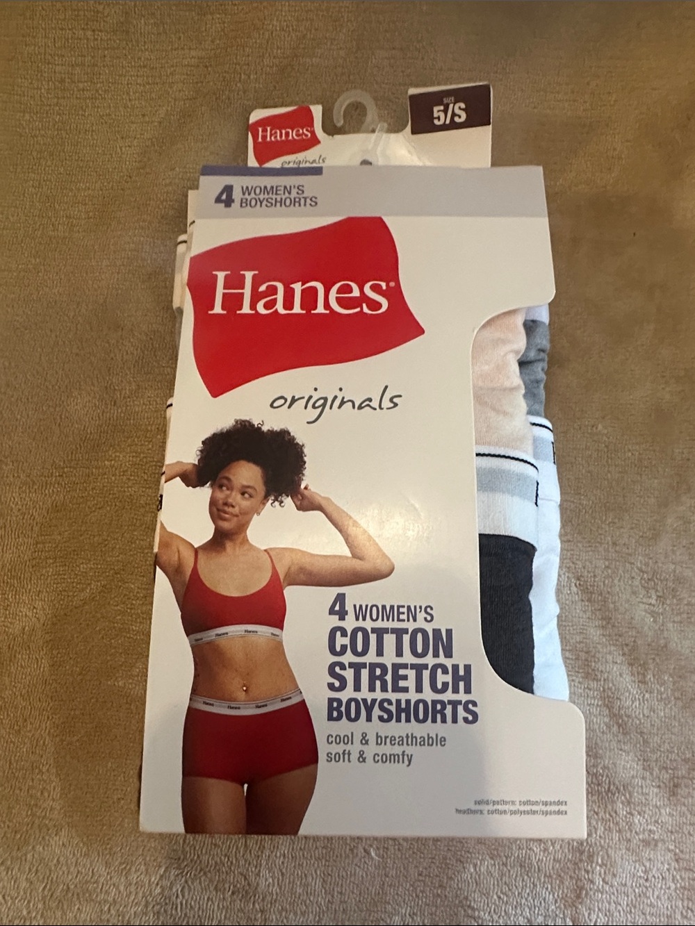 Hanes Women's Cotton Stretch Boyshorts - Red, Black, Gray, White (4-Pack)